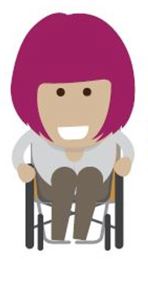 Cartoon character in a wheelchair