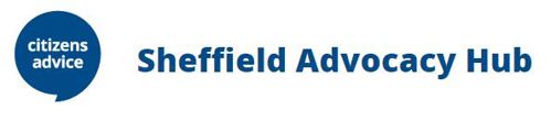 Blue text that says Citizens Advice Sheffield Advocacy Hub