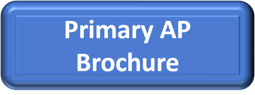 Blue rectangle with text in white that reads primary AP brochure