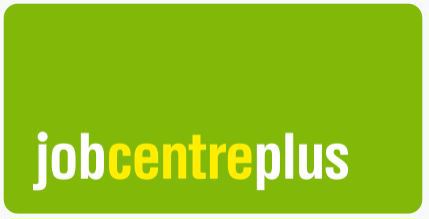 Green rectangle with text that says job centre plus.  Job and plus are in white text and centre is in yellow text