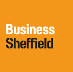 Orange square with text that reads Business Sheffield.  Business is in white text and Sheffield is in black text.