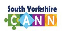Text says South Yorkshire CANN.  Logo has 4 squares in green, blue, purple and orange.  The green square is shaped like a jigsaw piece