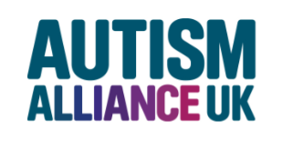 Text says Autism Alliance UK in blue and purple lettering